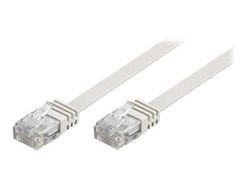 DELTACO TP-615V-FL - Patch-kabel - RJ-45 (hane) till RJ-45 (hane) - 15 m - UTP - CAT 6 - formpressad, platt - vit