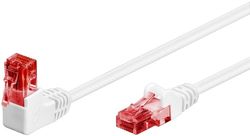 Goobay Patchkabel CAT 6, 1x 90° vinklad, U/UTP, vit kopparklädd aluminiumledare (CCA), snäpplås på toppen, 5 m