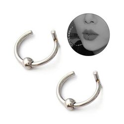 2-pack falsk leppring uten hull falsk piercing sølv