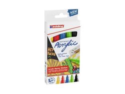 Edding 5300 acrylic marker fine, Sort, Blå, Grønn, Rød, Gult, Sort, Blå, Grønn, Rød, Gult, Medium, 2 mm, 3 mm, Lerret, Tre