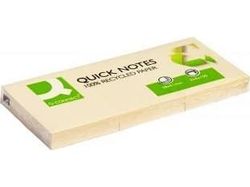 Q-Connect Q-CONNECT selvklebende pute 100 % resirkulert, 38x51 mm, 3x100 kort, gul