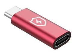 MicroConnect - USB-adapter - 6-stifts USB-C (hann) til 6-stifts USB-C (hunn) - 5 V - 2.4 A - Safe Charge, Data Blocker, kun lading - rød