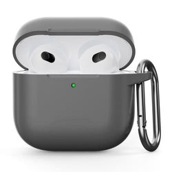 Til AirPods 4 Silikonetui Integreret Bluetooth-hovedtelefoncover med krog - Grå
