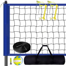 Utomhus bärbart volleybollsystem, justerbara stålstolpar, professionell PVC-volleyboll, pump och bärväska.