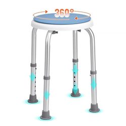 Brusestol med 360 grader rotation, højdejusterbar. Skridsikker badestol til bruser/badekar, kapacitet 136,1 kg. Ideel til ældre og handicappede.