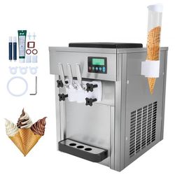 Kommersiell mjukglassmaskin 20L/H, 3 smaker, bänkskiva - perfekt för caféer och restauranger!