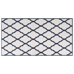 vidaXL udendørs gulvtæppe 80x150 cm vendbart design marineblå og hvid