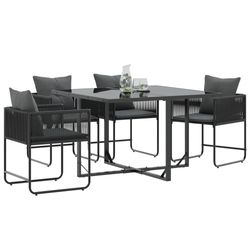 vidaXL Hagestoler med Puter 4 stk Svart Poly Rattan