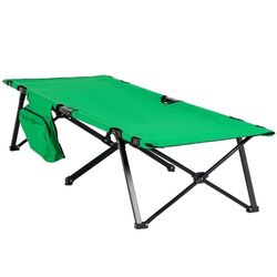 Sammenklappelig feltseng 200x73x49 cm, med sidelomme, maks. 136 kg, grøn/sort