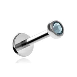 Titaaninen labret-korvakoru sinisellä kristallihopealla 1,2/8/3