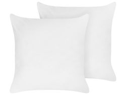 Sett med 2 puter Hvit Lyocell Japarabomull 80 x 80 cm Høy profil Polyesterfyll Hodepute Seng Soverom