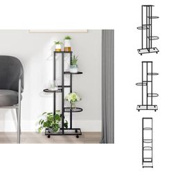 Växtställ - Living Växtställ på hjul 5 hyllor 44x23x100 cm svart järn