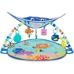DISNEY BABY Evolving Baby Golvmatta - Nemo - Båge med sensoriska och musikaliska leksaker, Ljusslinga, Spegel