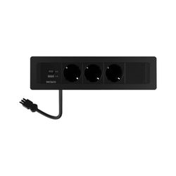 DELTACO infälld strömpanel, 3 uttag, 1x21W A+C USB-laddare, GST18, kedjning