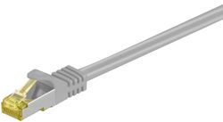 RJ45 netværkskabel S/FTP (PiMF), 500 MHz, med CAT 7 råkabel, grå, 0,5 m
