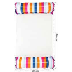 Vattenhängmatta Badmadrass Uppblåsbar Pooldäckstol med Randigt Nät 120x70 cm