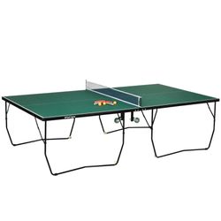 Rootz Bordtennisbord - Fuld størrelse - Sammenfoldelig - 8 hjul - Inklusiv ketchere og bolde - Grøn - 2,74 x 1,52 x 0,76 m
