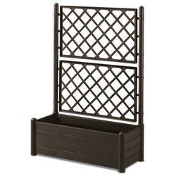 STEFANPLAST Rektangulär blomlåda med spaljé - Träfinish - 100 x 43 x H 142 cm - 80 L - Moka