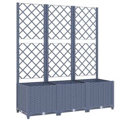 vidaXL Plantekasse med espalier blågrå 120x40x136 cm PP