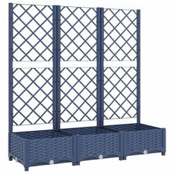vidaXL Plantekasse med espalier blågrå 120x40x121,5 cm PP