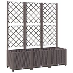 vidaXL Plantekasse med espalier brun 120x40x136 cm PP