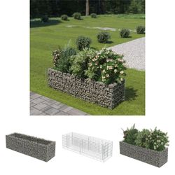 The Living Store Planteringsgabion upphöjd galvaniserat stål 180x50x50 cm - Krukor & odlingslådor