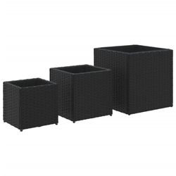 vidaXL Plantekasser 3 stk svart polyrotting