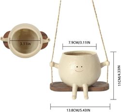 1 / 2-Pack Hängande blomkruka i harts med ansikte – unik kruka för suckulenter, inomhus/utomhus, perfekt som gåva till mamma & lärare