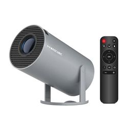Bærbar projektor, 8000 lumen, WiFi og Bluetooth-forbindelse, HY300 Pro-Grå, EU-stik
