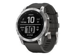 Garmin fenix 7 - 47 mm - sølvfarget - sportsur med bånd - silikon - grafitt - håndleddstørrelse: 125-208 mm - display 1.3" - 16 GB - Bluetooth, Wi-Fi