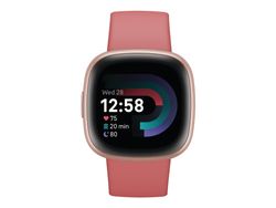 Fitbit Versa 4 - 40 mm - kobberrosa - smartklokke med bånd - rosa sand - båndbredde: S/L - NFC, Bluetooth