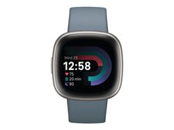 Fitbit Versa 4 - 40 mm - platina - smartklokke med bånd - fosseblå - båndbredde: S/L - NFC, Bluetooth