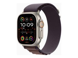 Apple Watch Ultra 2 - 49 mm - titan - smartklokke med Alpine Loop - tekstil - indigo - båndbredde: M - 64 GB - LTE, Wi-Fi, Bluetooth, UWB - 4G - 61.4