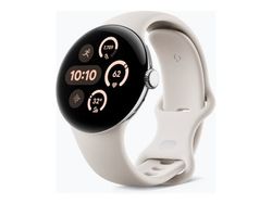 Google Pixel Watch 3 - 41 mm - polert sølvaluminium - smartklokke med aktivt bånd - fluorelastomer - porselen - båndbredde: L - 32 GB - Bluetooth, Wi