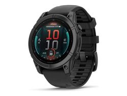 Garmin fenix E - 47 mm - skifergrå stål - sportsur med bånd - silikon - svart - håndleddstørrelse: 125-208 mm - display 1.3" - 16 GB - Bluetooth, Wi