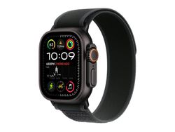 Apple Watch Ultra 2 - 49 mm - svart titan - smartklokke med Trail Loop - nylonvev - svart - båndbredde: S/M - 64 GB - LTE, Wi-Fi 4, UWB, Bluetooth