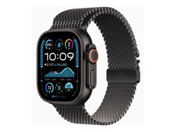 Apple Watch Ultra 2 - 49 mm - svart titan - smartklokke med fint strikket løkke - båndbredde: M - 64 GB - LTE, Wi-Fi 4, UWB, Bluetooth - 4G - 61.8 g