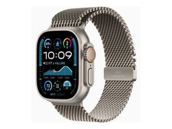 Apple Watch Ultra 2 - 49 mm - naturlig titan - smartklokke med fint strikket løkke - båndbredde: L - 64 GB - LTE, Wi-Fi 4, UWB, Bluetooth - 4G - 61.4