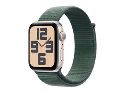 Apple Watch SE (GPS) - 2. generasjon - 44 mm - stjernelysaluminium - smartklokke med sportssløyfe - myk dobbeltlagsnylon - innsjø grønn - håndleddstø