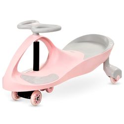 Åkbar för barn 3+, TwistCar leksaksbil, Småbarnsbil, Twist Car med ratt, Gummihjul, Lastkapacitet upp till 120 kg, Rosa LED