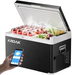 KROAK 30-liters bluetooth elektrisk kylbox kompressor frysbox ner till -20 klass, bil camping kylskåp, 12V / 24V 100-240V