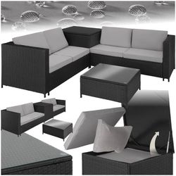Loungesæt polyrattan Siena - sort/grå
