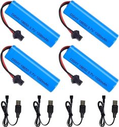 4x 3.7V 1200mAh akkua + USB DE45 DE42:lle 1:14 – Kaukosäätimet LiPo-akkutarvikkeet