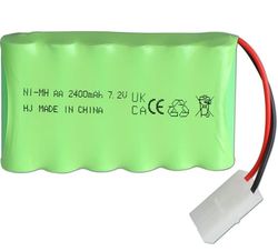 Yunique 7.2V 2400mAh NiMH oppladbart batteri med Tamiya KET 2P-kontakt - 6-cellers AA-batteripakke for RC-biler, lastebiler, gravemaskiner