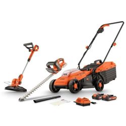 20V borstlös gräsklippare 33 cm klipplängd + trimmer + häcksax - DUAL POWER POWDPGBOX25A - 2 x 20V 3Ah batterier + laddare