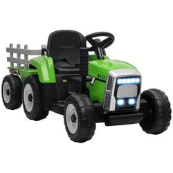 Eltraktor för barn – fjärrstyrning, upp till 6 km/h, grön/svart