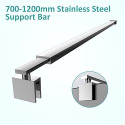 EMKE Justerbar brusestang 70-120cm (8-10mm glas) - Rustfrit stål, krom, til bruser/badekar
