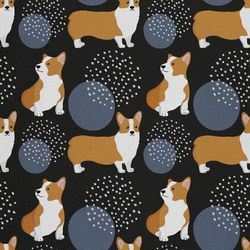 OXFORD DEKORATIVT TYG FÖR UTOMHUS - Corgi hundmotiv