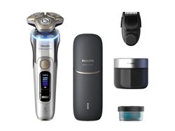 Philips i9000 Prestige Ultra XP9404/46 Våt og tørr elektrisk barbermaskin med SkinIQ Pro, Roterende hode, Kromfarget, SkinIQ Pro, LCD, Android, iOS,