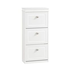 SoBuy Smalt skoskåp med 3 fack – 53x24x118cm | Hallförvaring | Vit FSR94-W